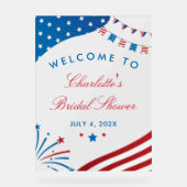 Red White and Blue Patriotic Brautparty Willkommen Acrylschild (Vorderseite)
