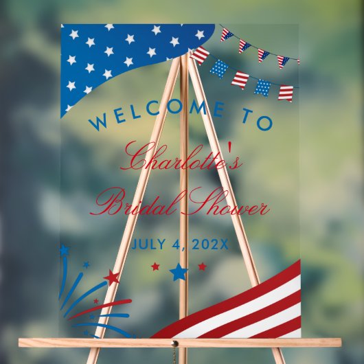 Red White and Blue Patriotic Brautparty Willkommen Acrylschild (Neutral)