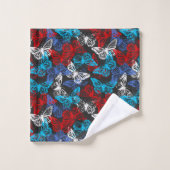 Red White and Blue Patriotic Butterfly Pattern Badhandtuch Set (Waschlappen)