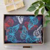Red White and Blue Patriotic Butterfly Pattern Seidenpapier (Geschenk)