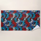 Red White and Blue Patriotic Butterfly Pattern Strandtuch (Vorderseite)