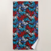 Red White and Blue Patriotic Butterfly Pattern Strandtuch (Vorderseite)