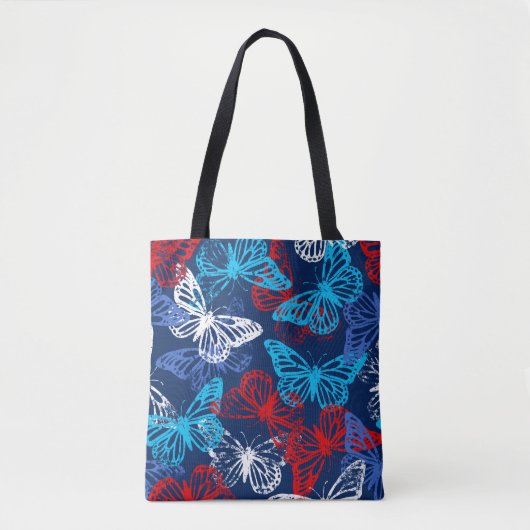 Red White and Blue Patriotic Butterfly Pattern Tasche (Vorderseite)
