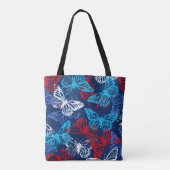 Red White and Blue Patriotic Butterfly Pattern Tasche (Rückseite)