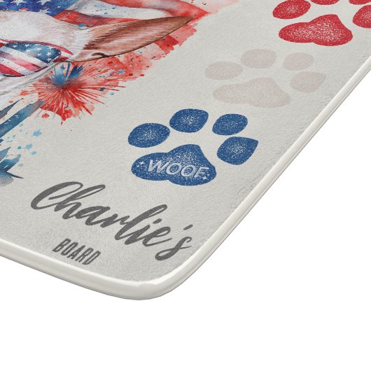 Red White and Blue Patriotic Chihuahua Dog Leckere Schneidebrett (Ecke)