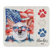 Red White and Blue Patriotic Chihuahua Dog Leckere Schneidebrett (Vorderseite)