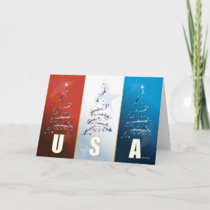 Red White and Blue Patriotic Christmas Card Feiertagskarte