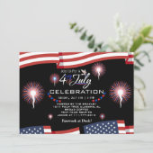 Red White and Blue Patriotic Feuerwerk 4. Juli Einladung (Stehend Vorderseite)