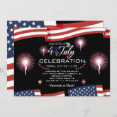 Red White and Blue Patriotic Feuerwerk 4. Juli Einladung (Vorne/Hinten)