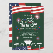 Red White and Blue Patriotic Feuerwerk 4. Juli Einladung (Vorne/Hinten)