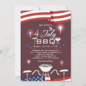 Red White and Blue Patriotic Feuerwerk 4. Juli Einladung (Vorderseite)