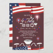 Red White and Blue Patriotic Feuerwerk 4. Juli Einladung (Vorne/Hinten)