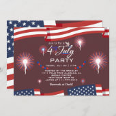 Red White and Blue Patriotic Feuerwerk 4. Juli Einladung (Vorne/Hinten)