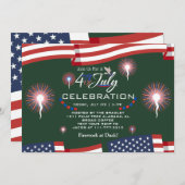 Red White and Blue Patriotic Feuerwerk 4. Juli Einladung (Vorne/Hinten)