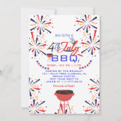 Red White and Blue Patriotic Feuerwerk 4. Juli Einladung (Vorderseite)