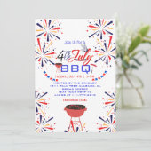Red White and Blue Patriotic Feuerwerk 4. Juli Einladung (Stehend Vorderseite)
