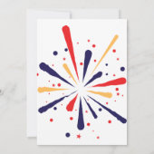 Red White and Blue Patriotic Feuerwerk 4. Juli Einladung (Rückseite)