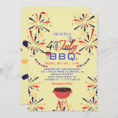 Red White and Blue Patriotic Feuerwerk 4. Juli Einladung (Vorne/Hinten)