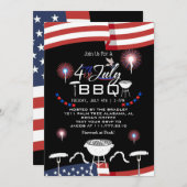 Red White and Blue Patriotic Feuerwerk 4. Juli Einladung (Vorne/Hinten)