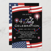 Red White and Blue Patriotic Feuerwerk 4. Juli Einladung (Vorne/Hinten)