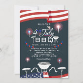 Red White and Blue Patriotic Feuerwerk 4. Juli Einladung (Vorderseite)