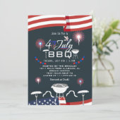 Red White and Blue Patriotic Feuerwerk 4. Juli Einladung (Stehend Vorderseite)