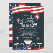Red White and Blue Patriotic Feuerwerk 4. Juli Einladung (Vorne/Hinten)