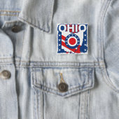 Red White and Blue Patriotic Grunge Ohio Button (Beispiel)