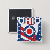 Red White and Blue Patriotic Grunge Ohio Button (Vorne & Hinten)