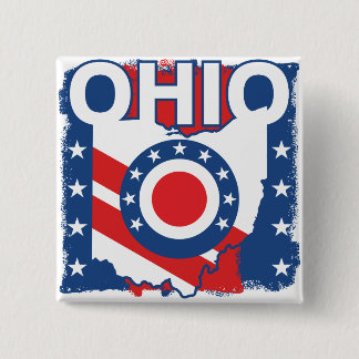 Red White and Blue Patriotic Grunge Ohio Button