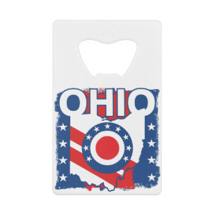 Red White and Blue Patriotic Grunge Ohio Geldbeutel Flaschenöffner