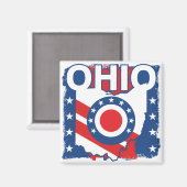 Red White and Blue Patriotic Grunge Ohio Magnet (Vorderseite/Rückseite)