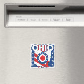 Red White and Blue Patriotic Grunge Ohio Magnet (In Situ (Geschirrspüler))