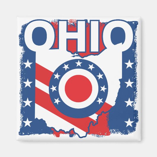 Red White and Blue Patriotic Grunge Ohio Magnet (Vorne)
