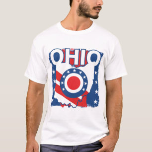 Red White and Blue Patriotic Grunge Ohio T-Shirt