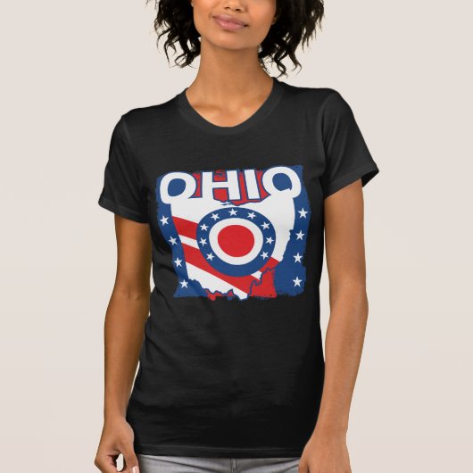 Red White and Blue Patriotic Grunge Ohio T-Shirt (Vorderseite)