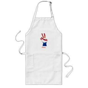 Red White and Blue Patriotic Peace Sign Hand Lange Schürze