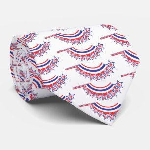 Red White and Blue Patriotic Print Necktie Krawatte