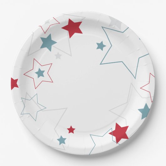 Red White and Blue Patriotic Stars Pappteller (Vorderseite)