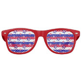 Red White and Blue Patriotic Stars Streifen Muster Partybrille (Vorderseite)