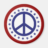 Red White and Blue Peace Sign and Stars Magnet (Vorne)