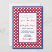 Red, White and Blue Polka Dot Wedding Einladung (Vorderseite)
