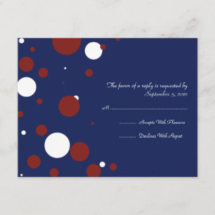 Red, White and Blue Polka Dot Wedding RSVP Karte