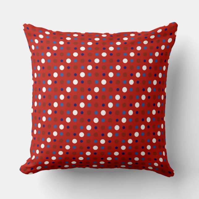 Red White and Blue Polka Dots Kissen (Vorderseite)
