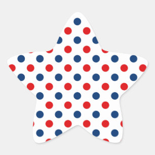 Red White and Blue Polka Dots Stern-Aufkleber