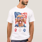 Red White and Blue Poodle Dog American 4. Juli T-Shirt (Vorderseite)