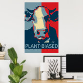 Red White and Blue Pop Art Inspired Cow Poster (Heimbüro)