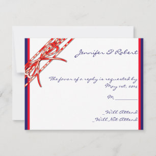 Red White and Blue Response Card RSVP Karte
