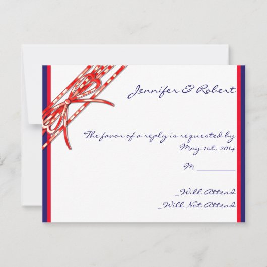 Red White and Blue Response Card RSVP Karte (Vorderseite)