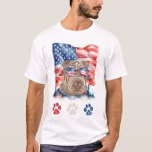 Red White and Blue Shar Pei Dog Pet 4. Juli T-Shirt (Vorderseite)